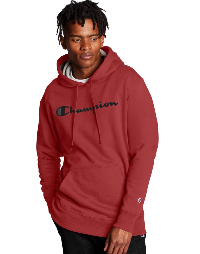 Champion Mens Hoodie NZ - Powerblend Script Logo Red ( 2738-SDTVA )